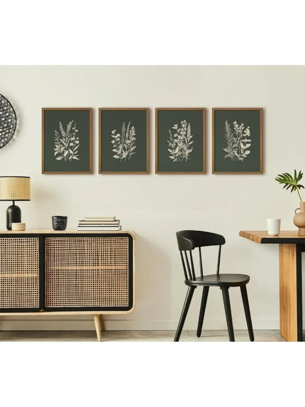 Vintage Floral Wall Art Set of 4 - Rustic Botanical Canvas Prints for Home Decor